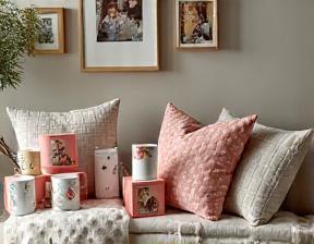Array of custom photo gifts such as mugs, pillows, and wall decor