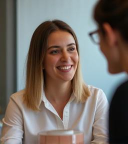 Selin Çelik, Client Relations Lead, speaking with a client
